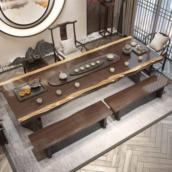 新中式大板茶桌椅组合实木茶桌禅意茶台公室简约接待洽谈泡茶桌,商业/办公家具,茶台/茶桌,淘宝优惠券,粉丝福利购,淘宝优惠卷