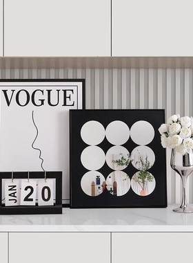 电视柜装饰品摆画客厅入户玄关鞋柜摆画黑白高级感艺术民宿装饰画