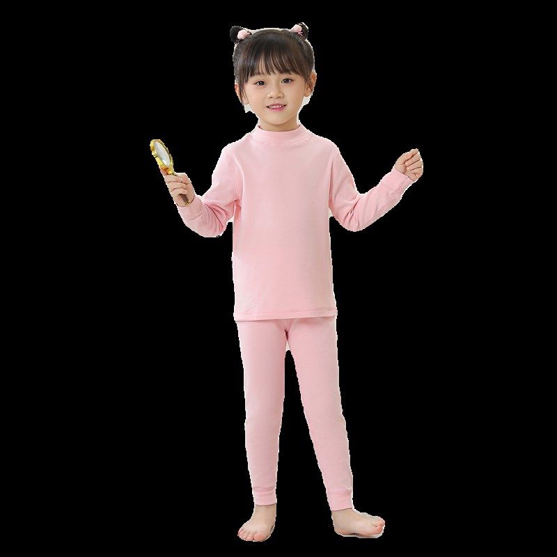 德绒儿童保暖内衣套装男女童半高领全棉秋衣秋裤加绒加厚打底秋冬