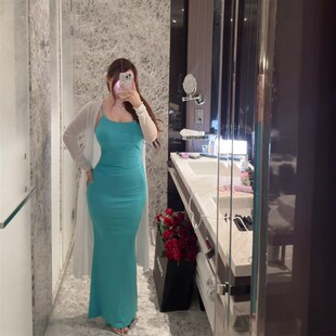 吊带裙褶皱高弹秒S曲线 连衣裙长款 胖婷大码 定制胖mm微胖大码