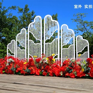 新款铁艺中式婚庆道具屏风海誓山盟铁艺屏风路引舞台摆件中式路引