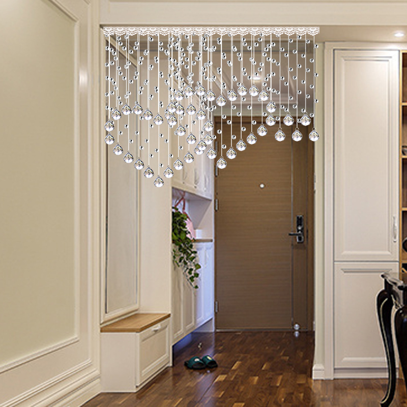 心形水晶珠帘客厅隔断帘玄关欧式卧室过道餐厅装饰家用珠链挂帘子