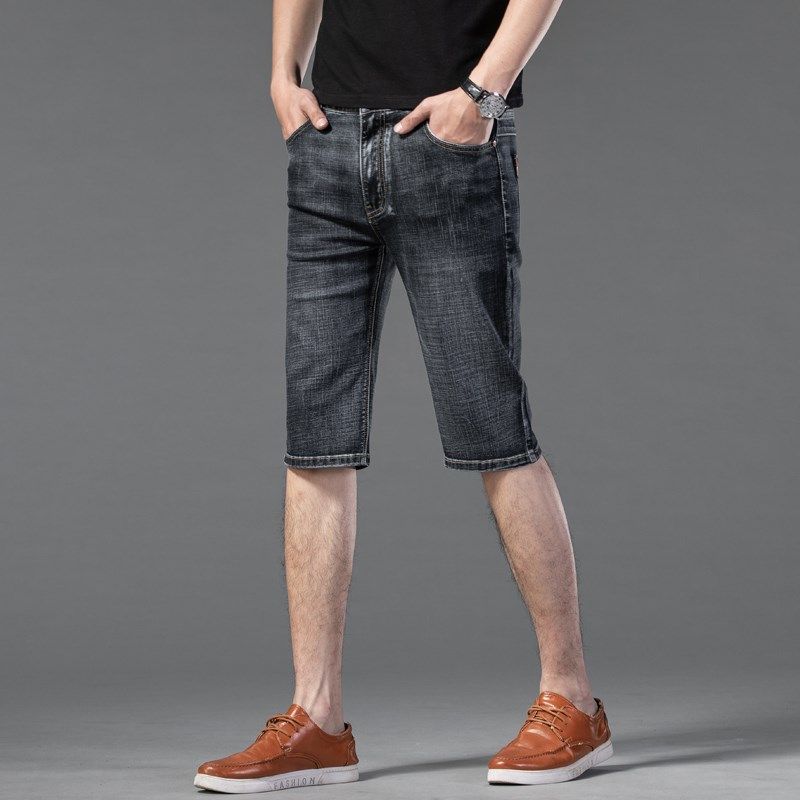 夏季薄款男士牛仔短裤男五分休闲弹力裤子男宽松直筒马裤七分中裤,男装,牛仔裤,淘宝优惠券,粉丝福利购,淘宝优惠卷