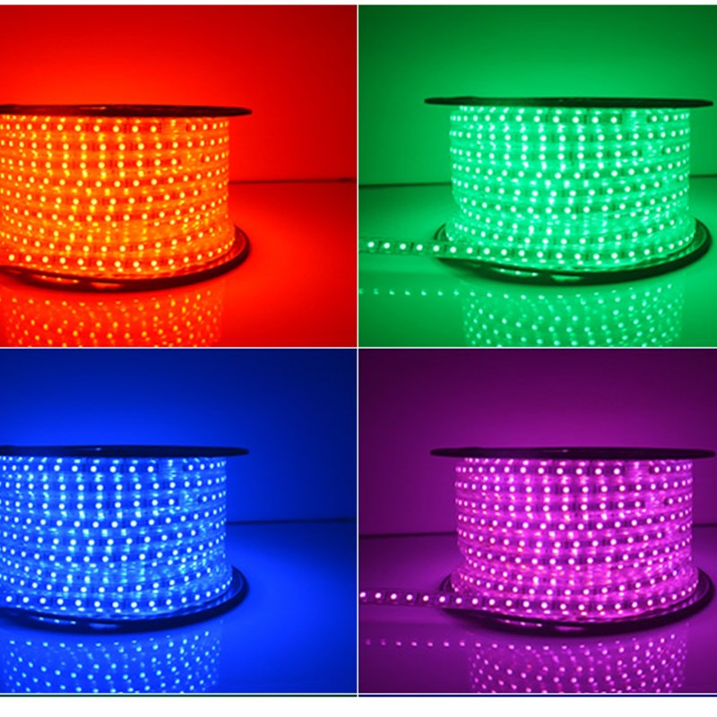 灯带led客厅吊顶软灯条七彩光带防水超高亮5050高压彩色双排 220V