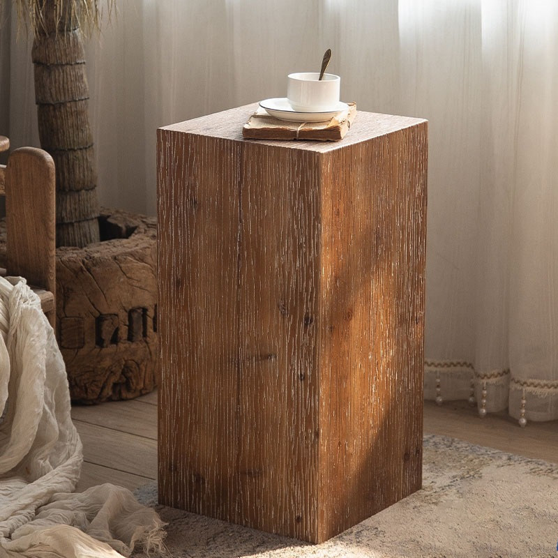 复古原木实木小茶几沙发边几方形角几日式民宿阳台家用矮桌子边桌