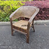 天然真藤编织椅老人椅单人靠背椅腾椅太师椅休闲办公椅阳台三件套