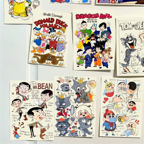 动漫人物麦克笔手绘墙贴背景墙面装饰海报房间装饰宿舍卡通海报潮