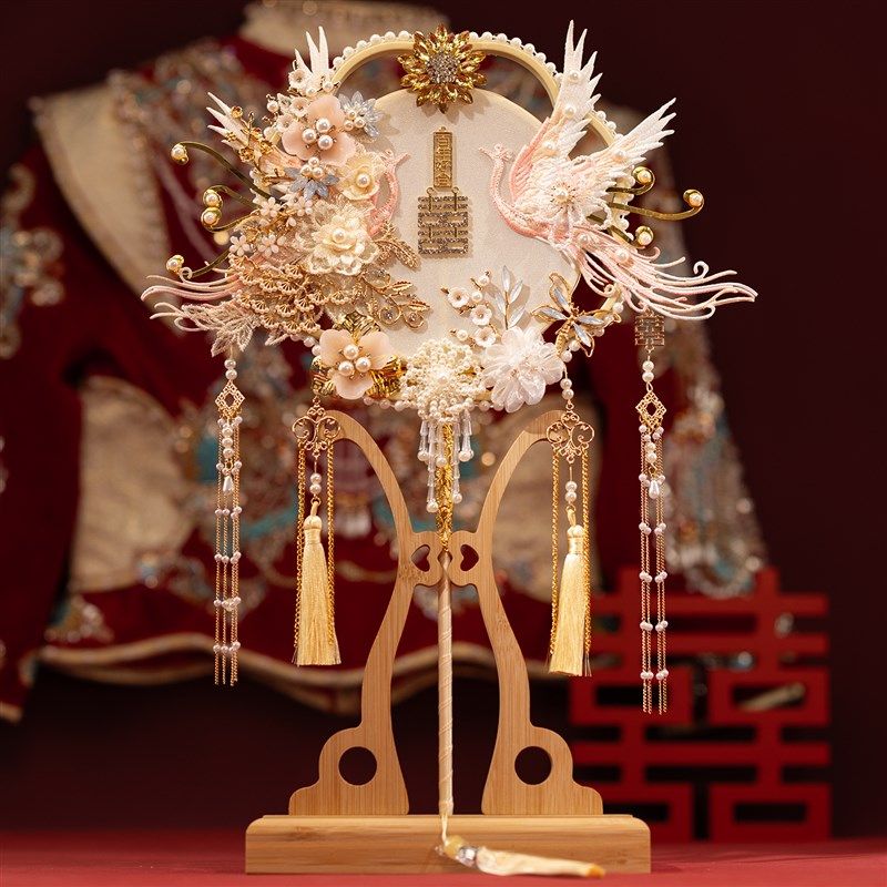 团扇结婚新娘diy材料包手工喜扇秀禾服婚礼中式高级出嫁成品扇子,家居饰品,工艺扇/团扇/喜扇/折扇,淘宝优惠券,粉丝福利购,淘宝优惠卷