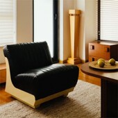 春生印格琴键沙发中古风家具皮质沙发客厅家用小户型单人沙发