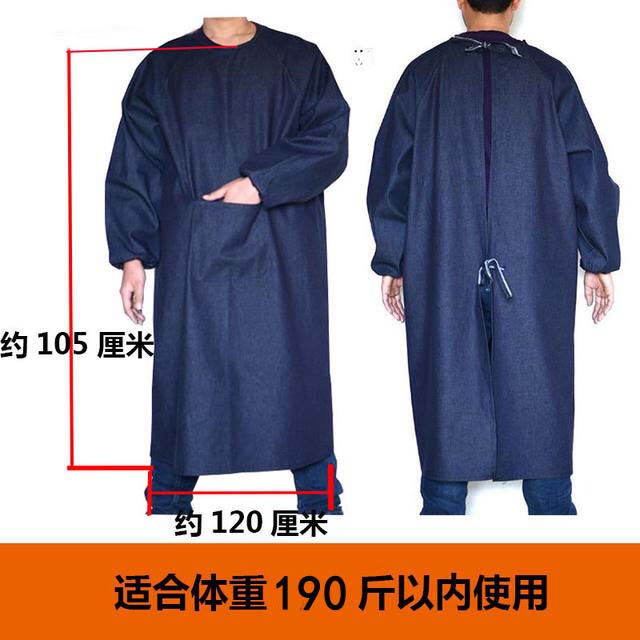 长袖牛仔反穿衣工作服大号围裙加厚石材搬运防污罩衣成人男女大褂