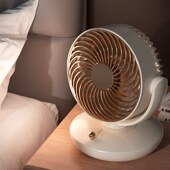 迷你摇头风扇桌面静音办公室摆头转头复古usb充插两用移动小电扇