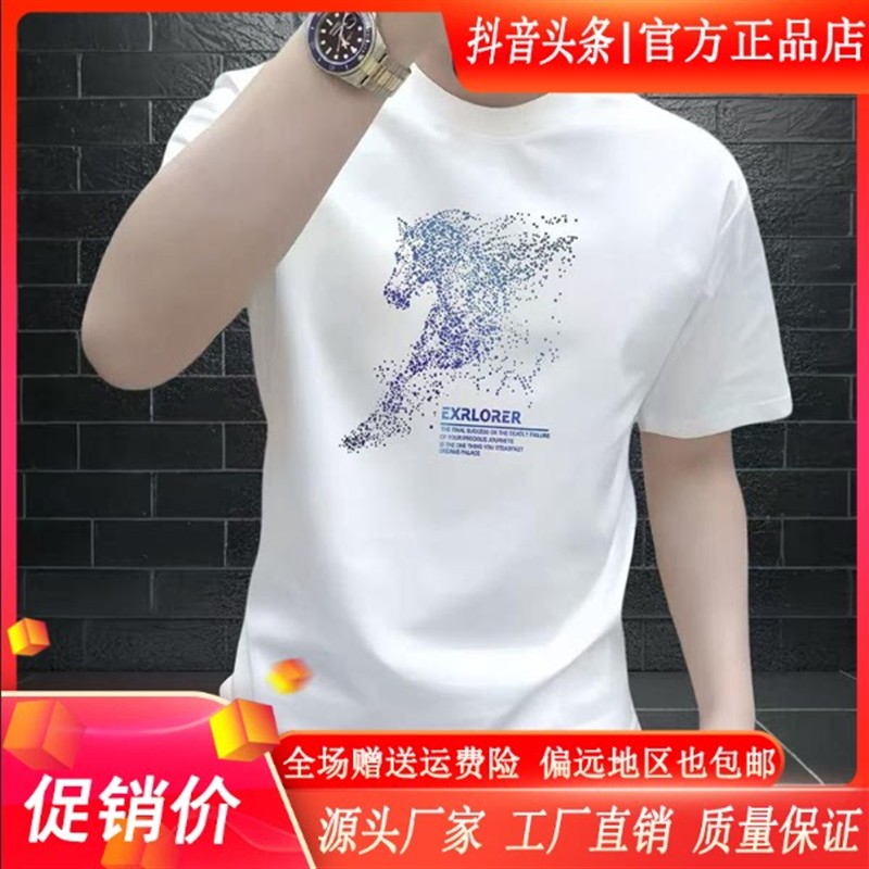 枫善服饰夏季薄款索罗娜棉质凉感男版新款潮牌短袖时尚圆领男上衣