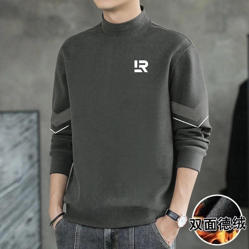 聚多鑫精品百货双面绒打底衫男秋冬双面德绒半高Z领保暖内体恤内
