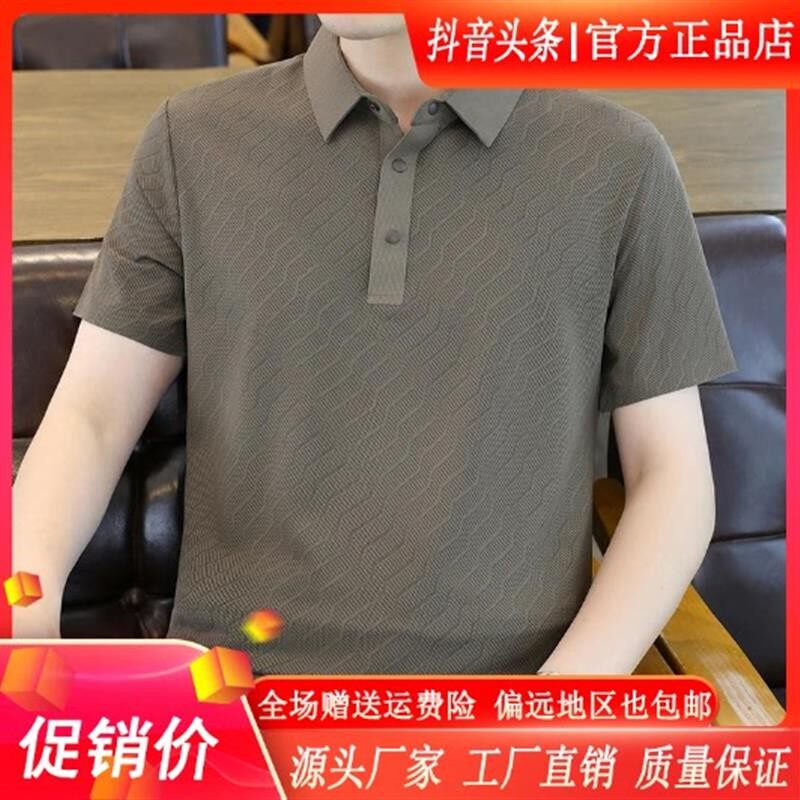 嘉画服饰短袖polo衫男2026新款冰丝无痕带领t恤男款成熟稳重衬衣