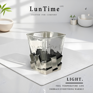 LunTime生活艺术设计感冰块杯酒杯喝水轻奢高级玻璃水威士忌杯子