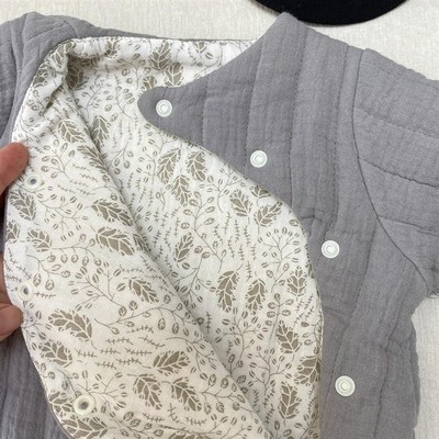 新生婴儿秋冬款夹棉柔软纱布哈衣爬服男女宝宝保暖两穿连体衣外套
