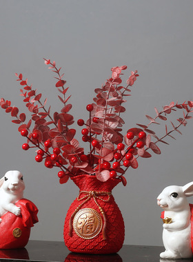 兔年2023年新年摆件兔子摆件入户玄关客厅电视柜家用装饰工艺品