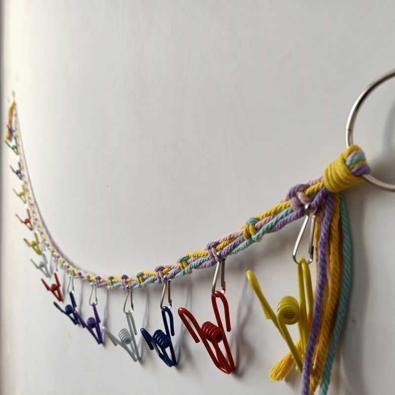 挂绳 手工棉线编织 毛绒玩具娃娃帽子收纳整理装饰悬挂照片背景墙