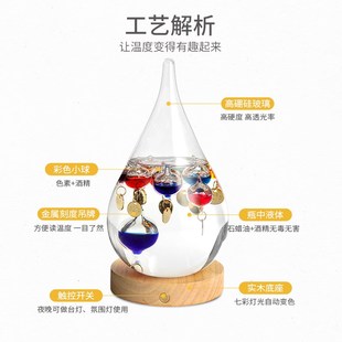水滴型伽利略彩球物理温度计创意家居办公室摆件开业生日新年礼物