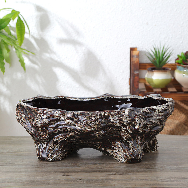 客厅室内个性桌面创意陶瓷花盆中国风特色特大号陶瓷花盆无托盘