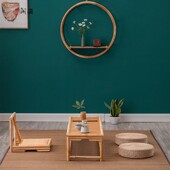 竹藤日式 茶桌椅组合榻榻米飘窗小茶几家用矮桌泡茶桌禅意简约茶台