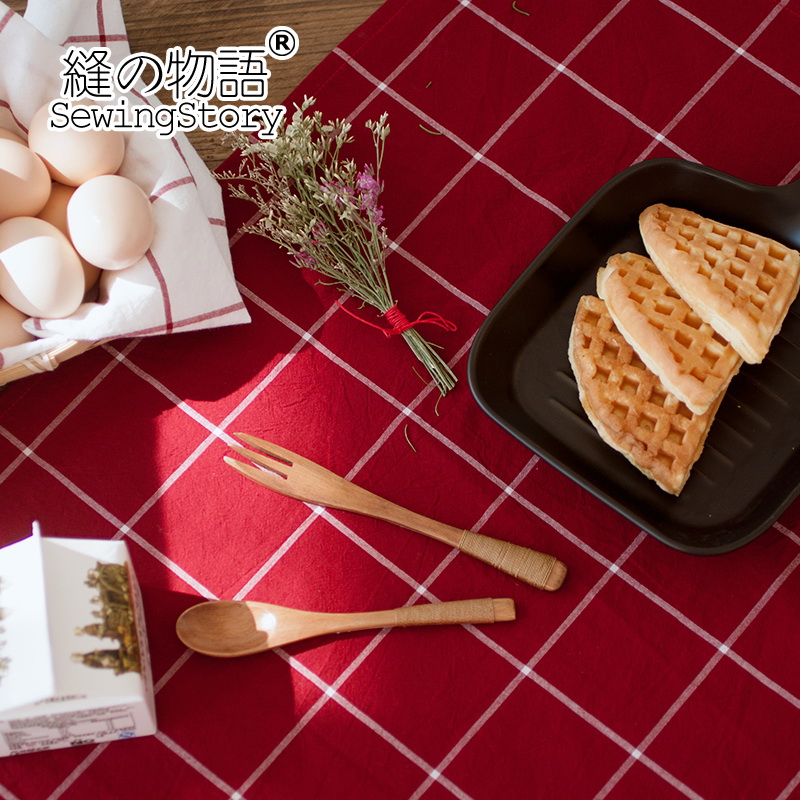 缝物语日式简约格子水洗棉布艺餐布便当布餐巾垫拍照四季格