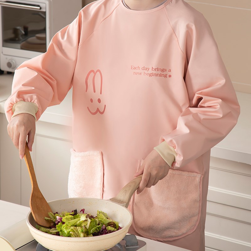 厨房家用防水可防油可擦手个性长袖袖罩衣围裙上班围腰工作服耐磨