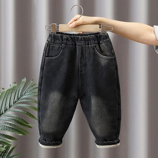 男童牛仔棉裤子冬装新款宝宝加绒夹棉儿童三层加厚冬季一条过冬潮