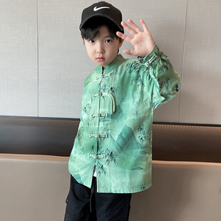 儿童装男童汉服秋装2023新款古风秋季唐装男孩外套秋款大童中国风