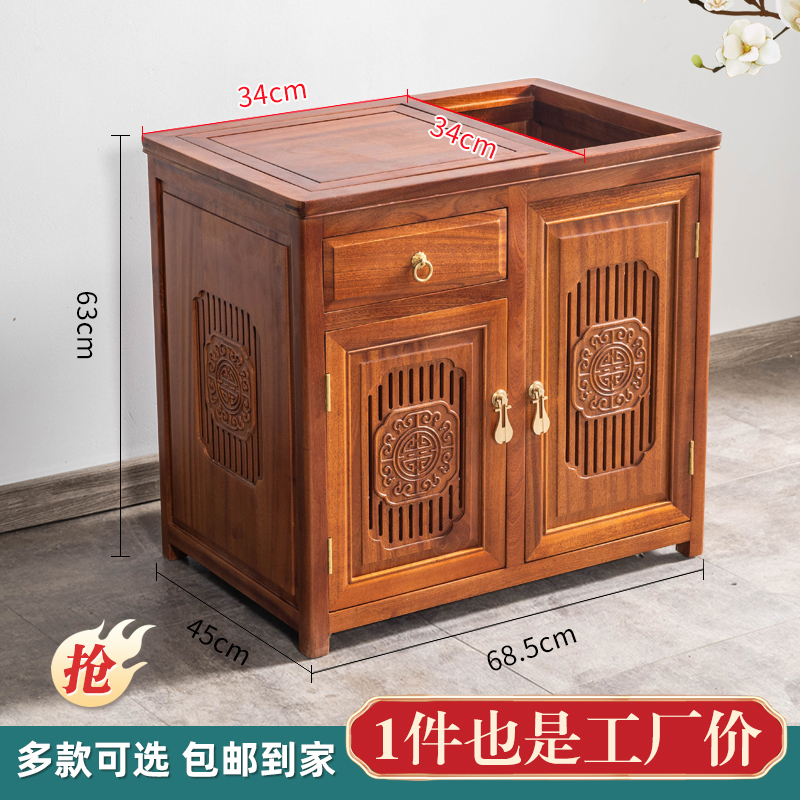 花梨木移动茶台实木茶水柜烧水壶一体套装家用客厅新中式茶柜边桌