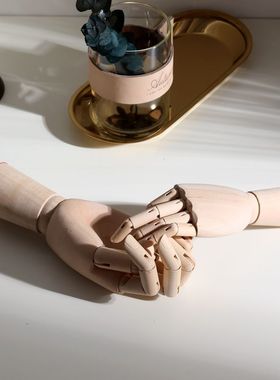 【山树】北欧创意木质人物关节手模型素描模特客厅电视柜假手摆件