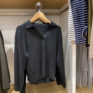 小蓉女装2024秋季新款可机洗罗纹半开领针织衫套头毛衣外套471220