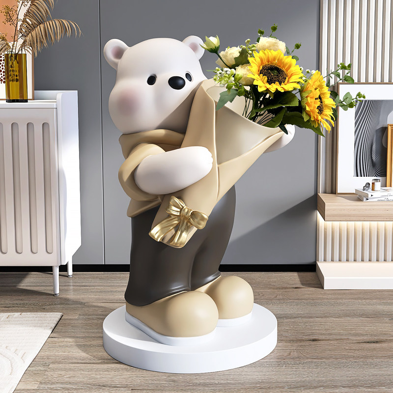 大熊花瓶落地摆件客厅插花家居装饰品玄关电视柜开业乔迁新居礼品,家居饰品,落地摆件,淘宝优惠券,粉丝福利购,淘宝优惠卷