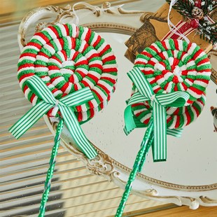 圣诞节装 饰挂饰创意挂件毛绒棒棒糖糖果网红可爱挂饰 饰品圣诞树装