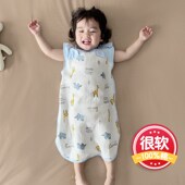 宝宝新生儿纯棉儿童睡袋春夏秋纱布薄款 通用婴儿睡衣防踢被 四季