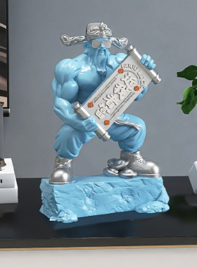 国潮肌肉财神爷酒柜装饰摆件轻奢电视柜门店工艺品乔迁开业礼物