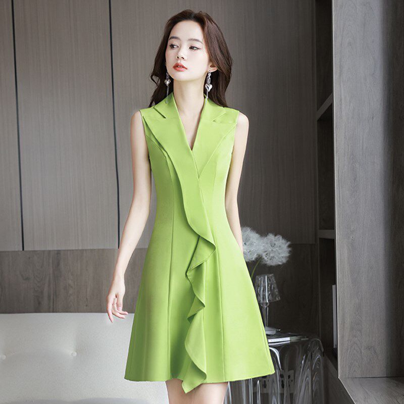 晚礼服女宴会轻奢小众高端平时可穿小个子高贵御姐绿色森系连衣裙