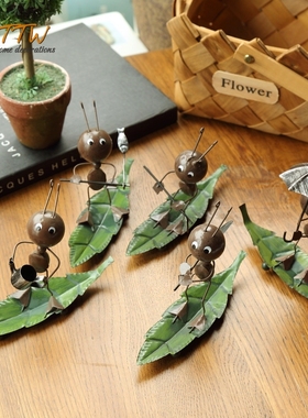 家居软装饰品铁艺蚂蚁树叶款工艺品新房儿童房时尚创意格子装饰品