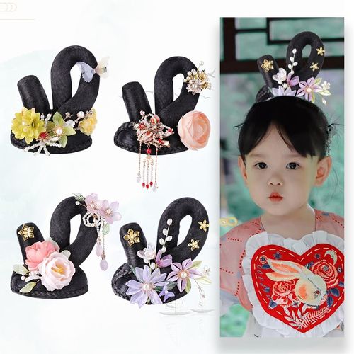 儿童汉服假发包古风女童发髻发饰古装头饰发卡舞台表演古典舞演出