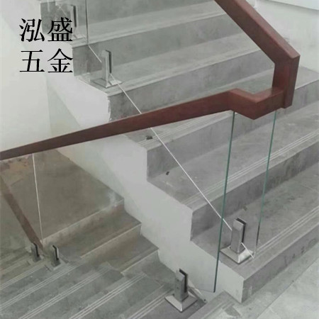 黑色304不锈钢免打孔玻璃夹用做游泳池沙滩平台楼梯栏杆 泳池底座