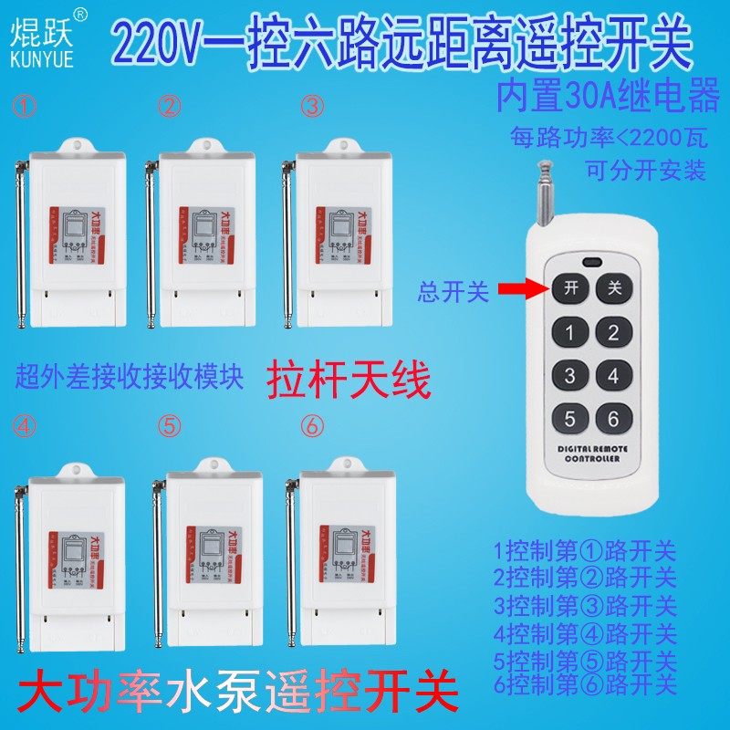 遥控开关无线遥控220V家用多路电源控制器智能灯具摇控水泵遥控器,电子/电工,遥控开关,淘宝优惠券,粉丝福利购,淘宝优惠卷