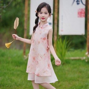 女童旗袍新中式连衣裙2024新款夏季薄款儿童民国风裙子中国风夏装