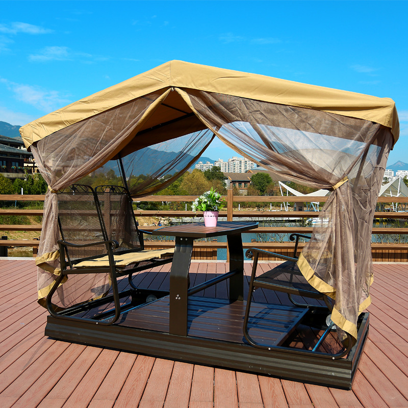 室外动力休闲摇椅 成人铸铝秋千吊椅 四人户外秋千椅双人花园庭院