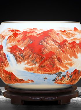 景德镇陶瓷器新中式工艺品客厅家居玄关摆件办公室装饰品开业礼品