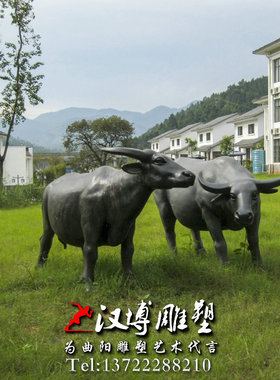玻璃纤维仿铜拓荒牛雕塑景观园林铸铜动物牛塑像户外小品铜雕塑动
