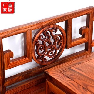 红花梨色鸡翅紫檀仿古实木中式家具格子草龙虎脚万字罗汉床沙发床