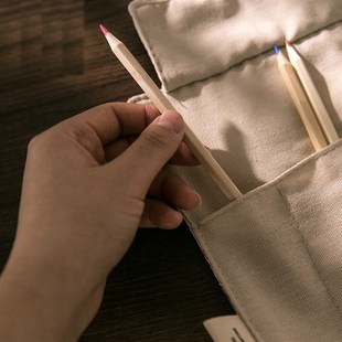 古风学生大容量笔袋卷筒文创礼品中国风展开式布艺笔帘卷轴文具袋