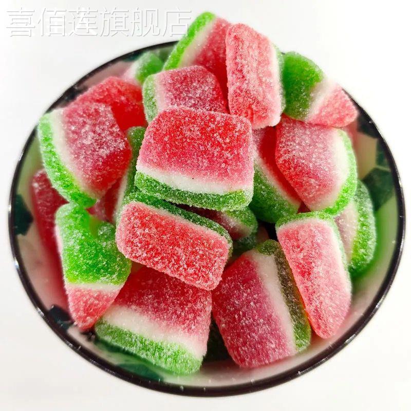 西瓜橡皮糖500g薄荷西瓜QQ糖水果糖果汁软糖包邮水果味软糖