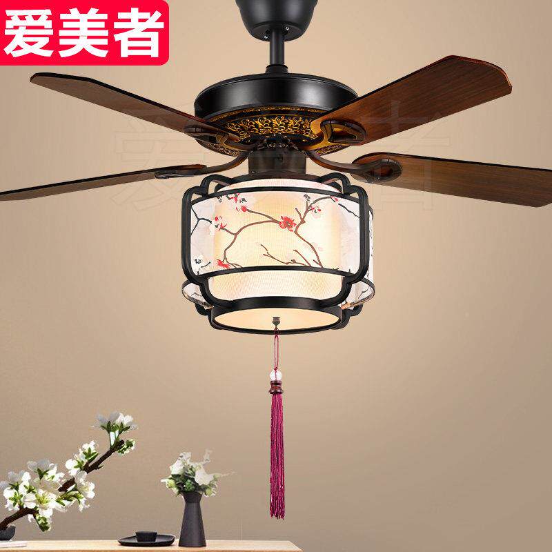 中式吊古扇灯木叶吊扇灯VS-FSD-8灯家用电吊灯饭厅客厅茶室覆传统