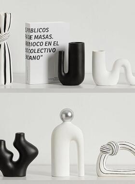 意式极简黑白迁高柜档现代抽象术客厅玄艺关酒伽亿装饰摆饰电视柜